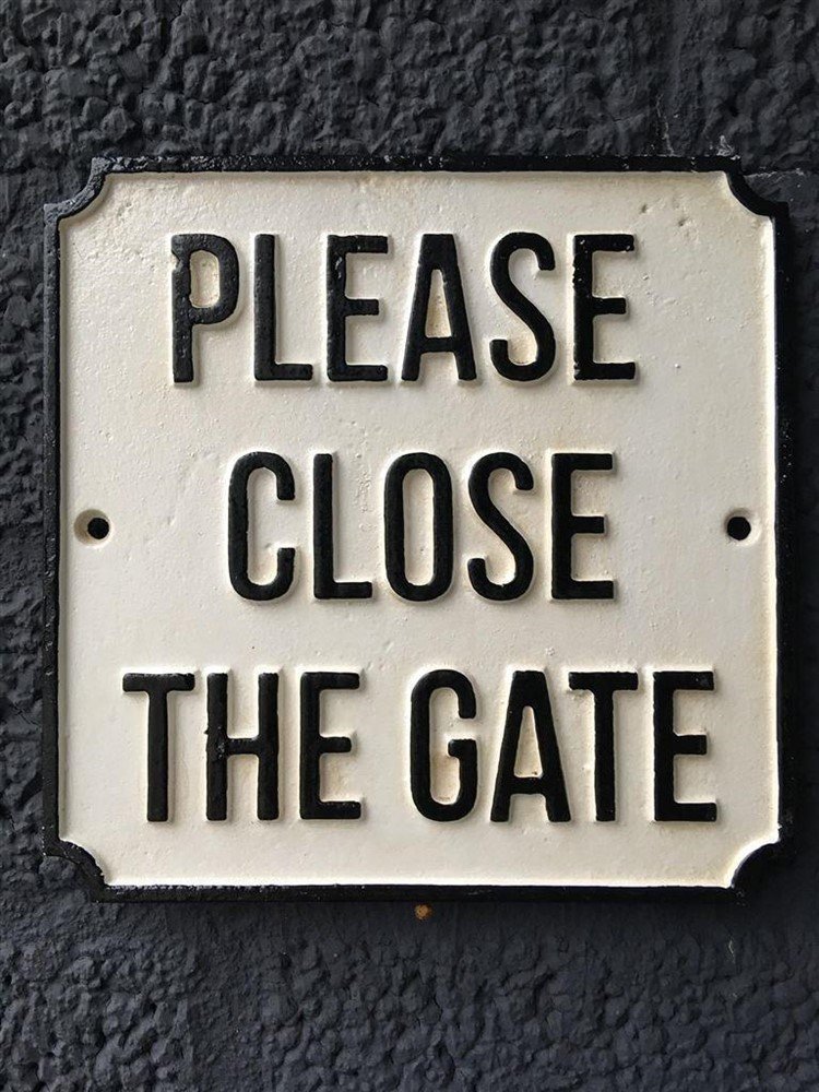 Bordje emaille-please close the gate-deur of poort-emaille - Afbeelding 2