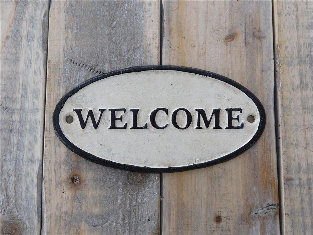 Bordje emaille-WELCOME-voor b.v. op de deur - nr. 1