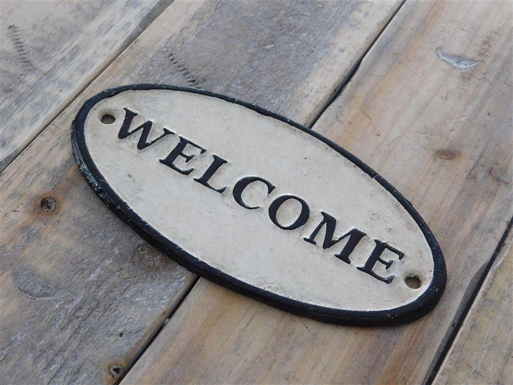 Bordje emaille-WELCOME-voor b.v. op de deur - Afbeelding 2