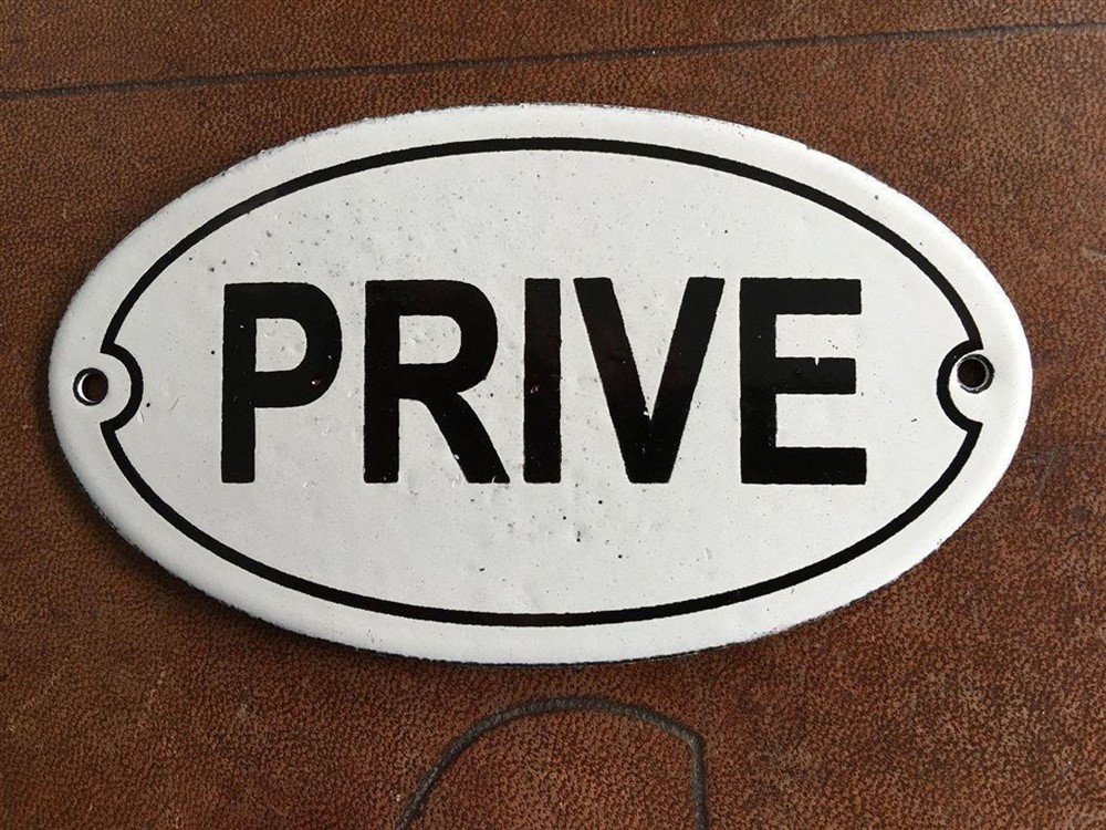 Bordje emaille- prive- voor op de deur.deco-deur - nr. 1