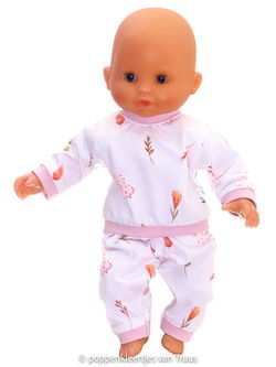 Corolle 30 cm Pyjama wit/roze/bloem/blaadjes