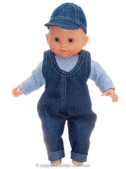 Corolle 30 cm 3 dlg. Jongens salopette setje/blauw