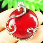 27x7mmWrapped Red Titanium Crystal tibetaans zilver ronde kettinghanger, - nr. 1