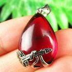 27x18x8mm Wrapped Red Crystal Tibetan Silver druppelvormige kettinghanger, - nr. 1
