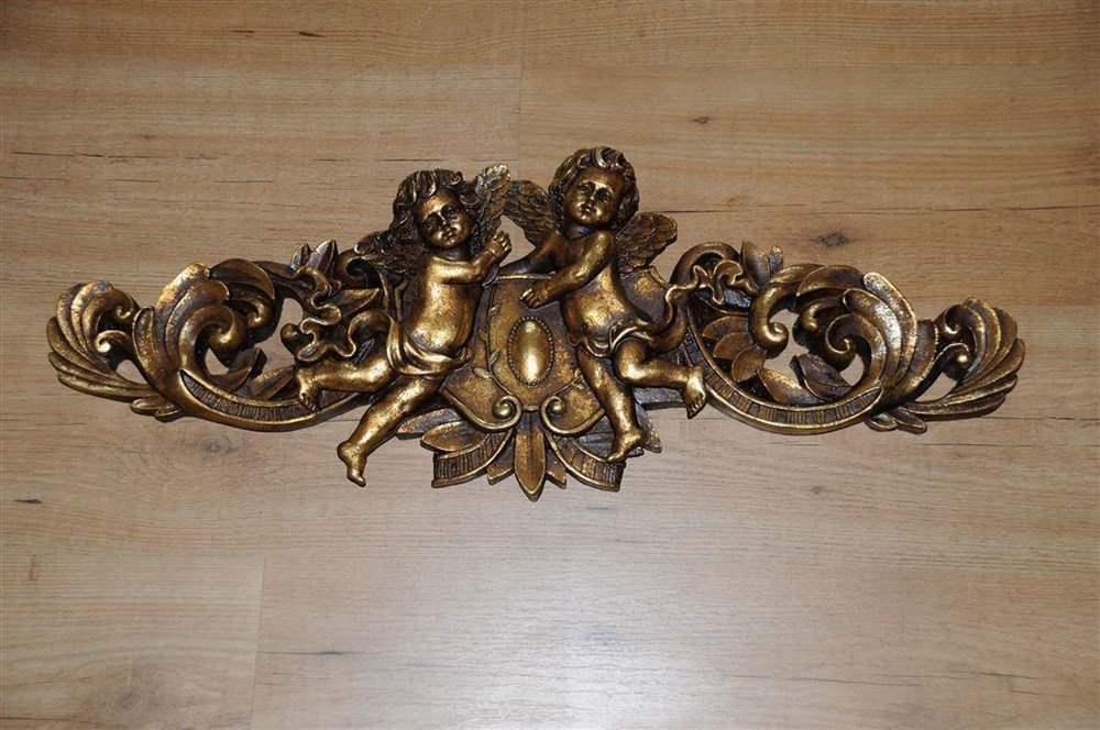 Engelen wandornament, kaststuk, polystone-goudkleur. - Afbeelding 2