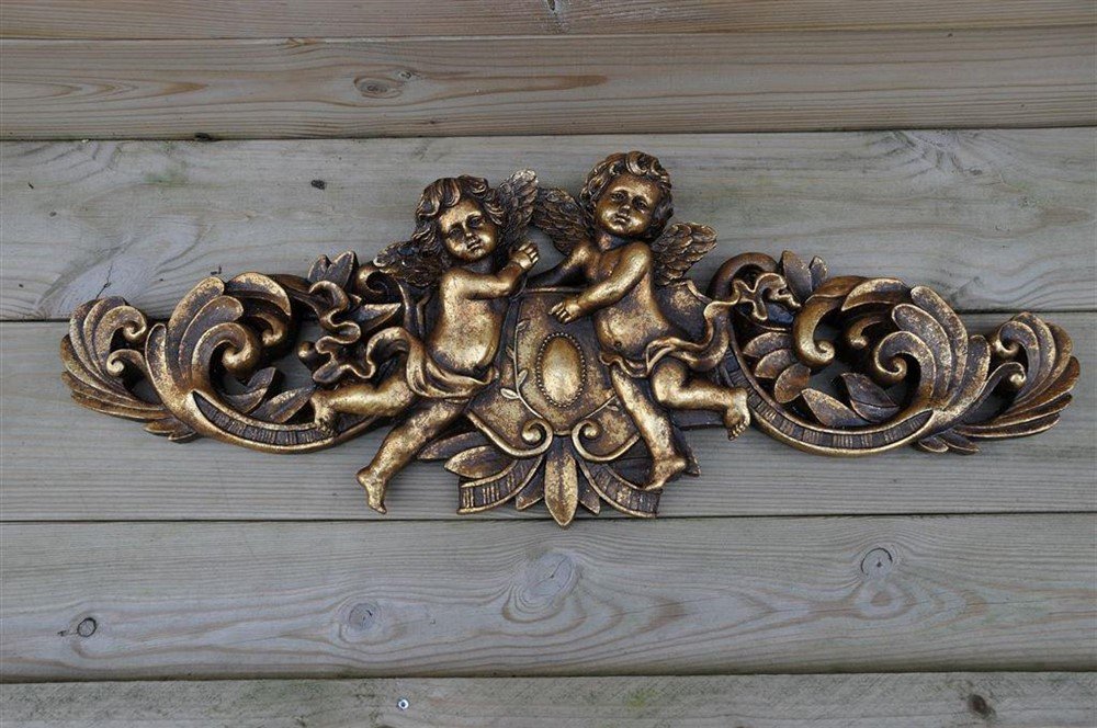 Engelen wandornament, kaststuk, polystone-goudkleur. - Afbeelding 5