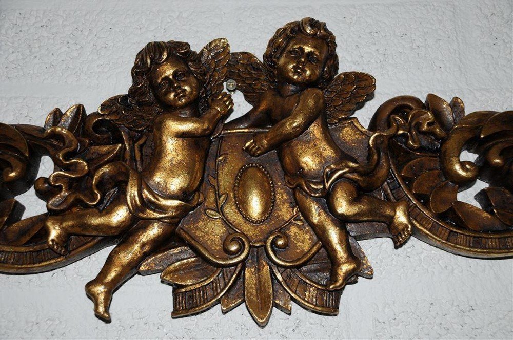 Engelen wandornament, kaststuk, polystone-goudkleur. - Afbeelding 8