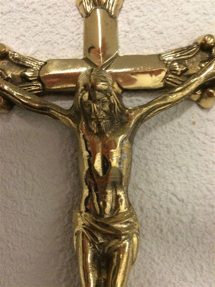Here Jezus aan het kruis, messing INRI.- kruis - kado - Afbeelding 3