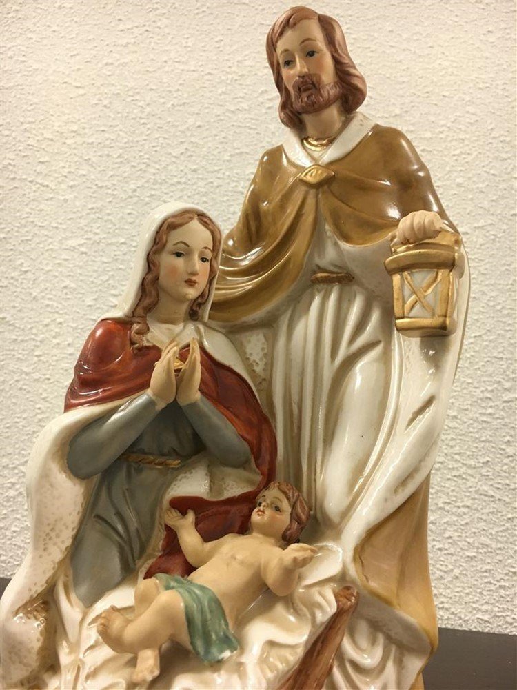 Josef en Maria met Jezus in de kribbe, porselein - Afbeelding 3
