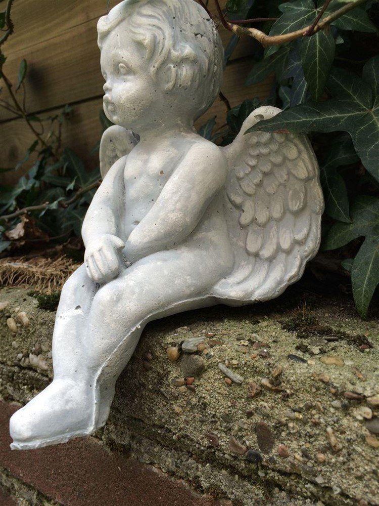 Kleine zittende Engel uit vol steen,graf Accessoires-mooi - Afbeelding 3