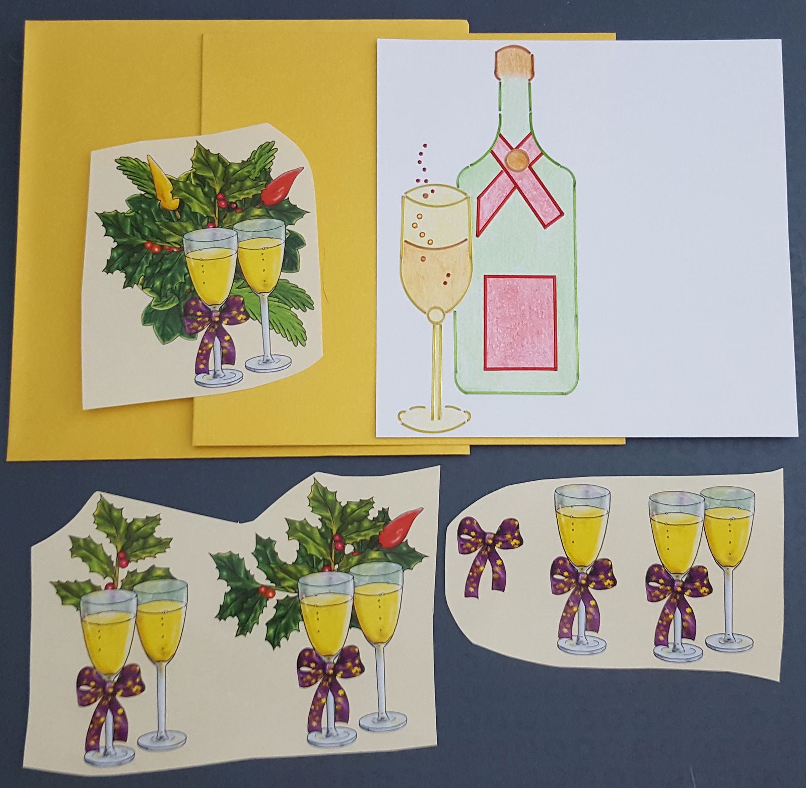Champagne bij een kerststukje - nr. 1