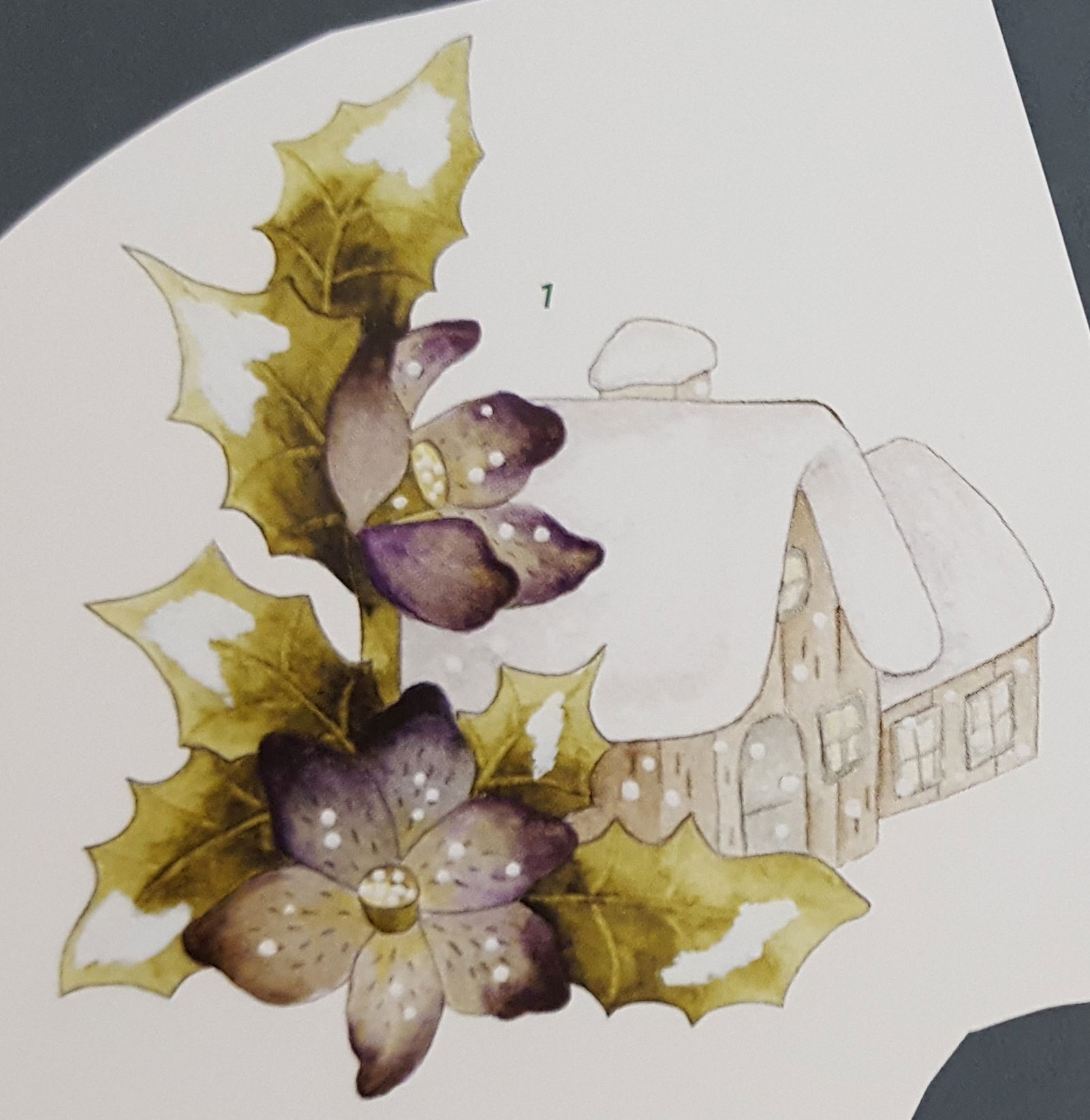 WINTER --- Besneeuwde woning achter de bloemen - Afbeelding 3