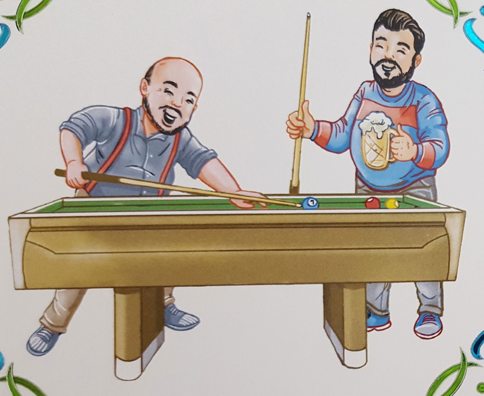 MANNEN --- Big Guys aan het biljarten - Afbeelding 3