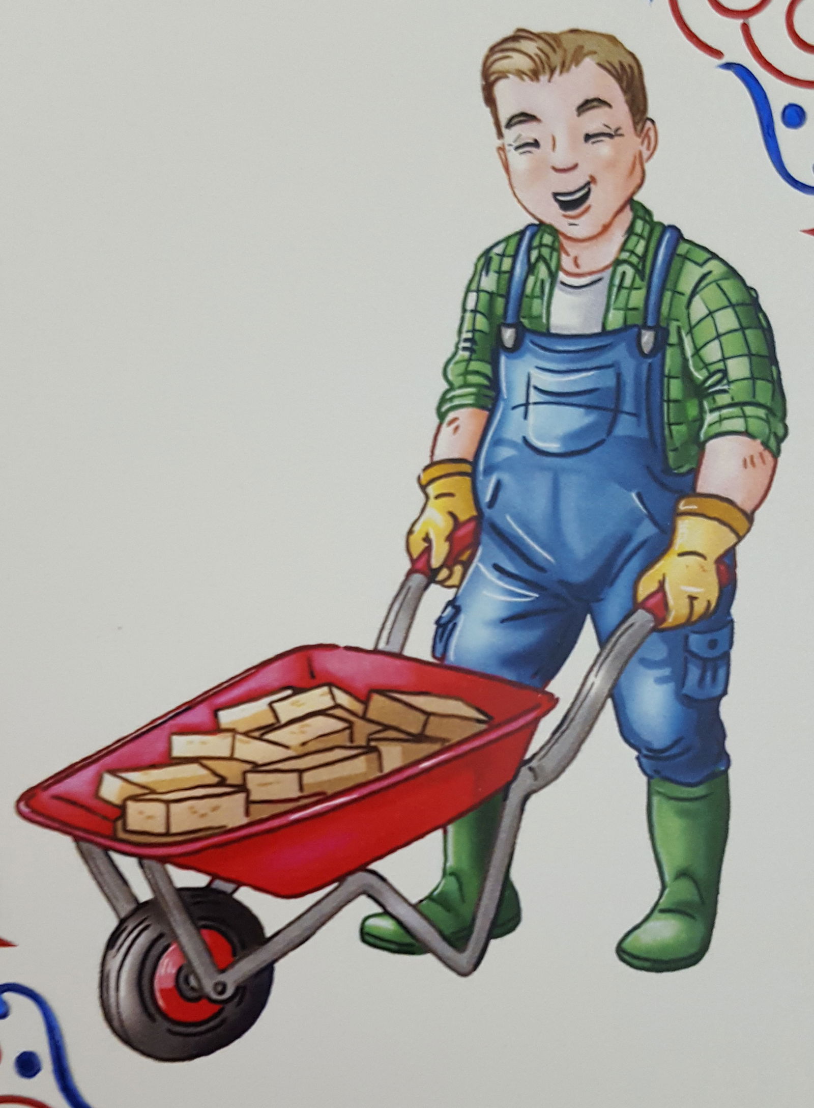 MANNEN --- Big Guy met een kruiwagen vol bakstenen - Afbeelding 3