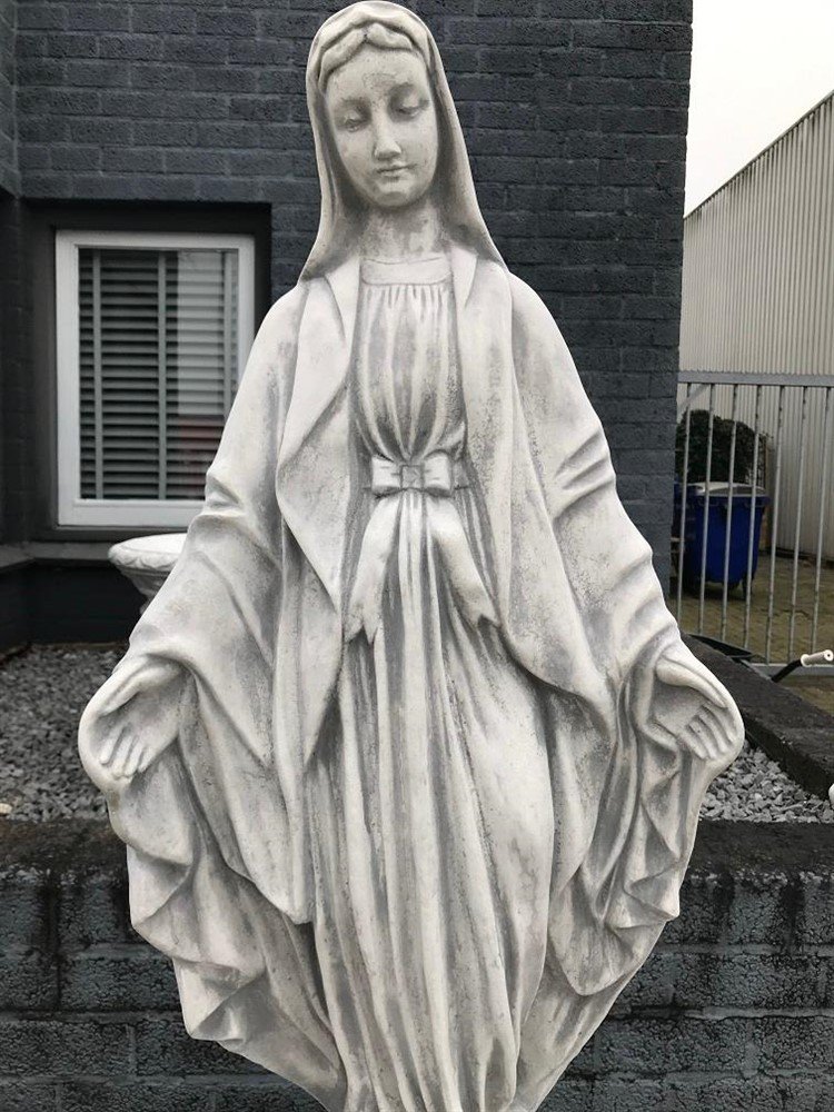 Maria op een sokkel, tuinbeeld Maria, stenen beeld, groot - Afbeelding 7