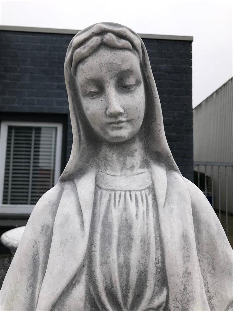 Maria op een sokkel, tuinbeeld Maria, stenen beeld, groot - Afbeelding 8