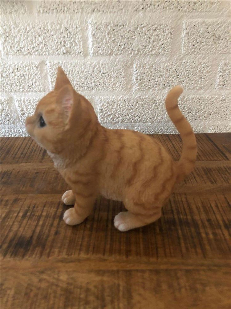 Poesje oranje - polystone , kat poes ,beeld - nr. 1
