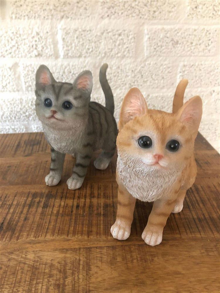 Poesje oranje - polystone , kat poes ,beeld - Afbeelding 4