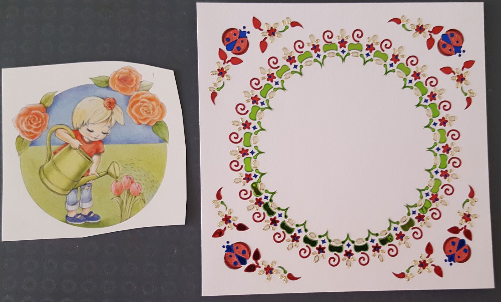 KINDEREN --- Meisje geeft de bloemen water - Afbeelding 2
