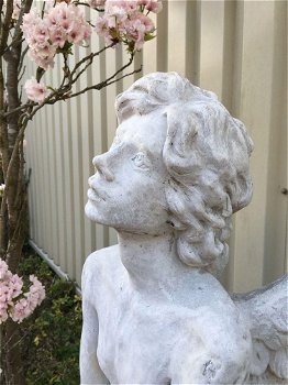 Uniek Engelbeeld, knielende grote Engel,tuin beeld-deco - 4