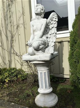 Uniek Engelbeeld, knielende grote Engel,tuin beeld-deco - 5