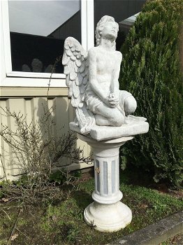 Uniek Engelbeeld, knielende grote Engel,tuin beeld-deco - 6