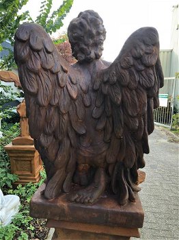 Uniek oxid Engelbeeld, knielende grote Engel,tuinbeeld - 6