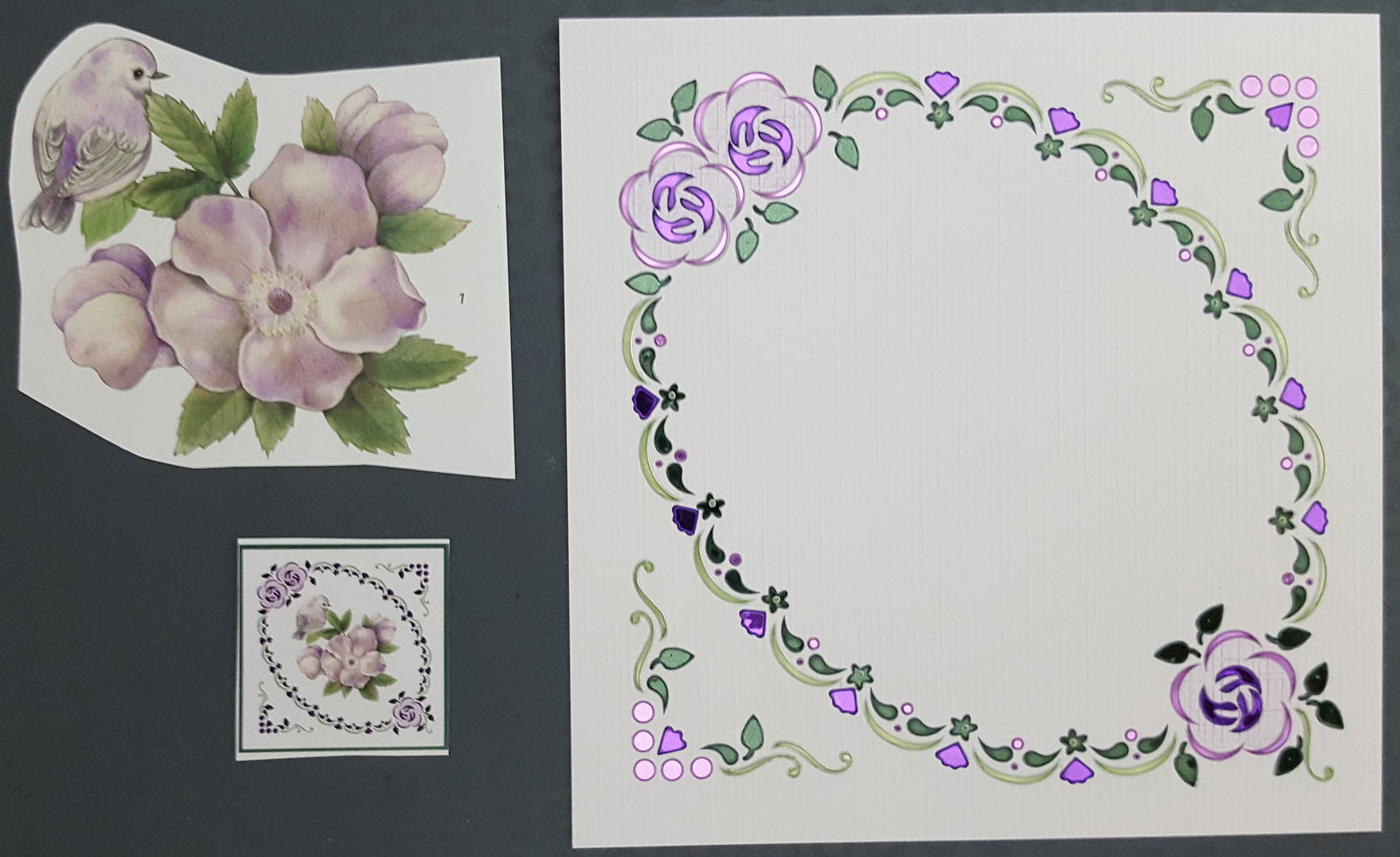 Vogel bij de lila bloemen - Afbeelding 2