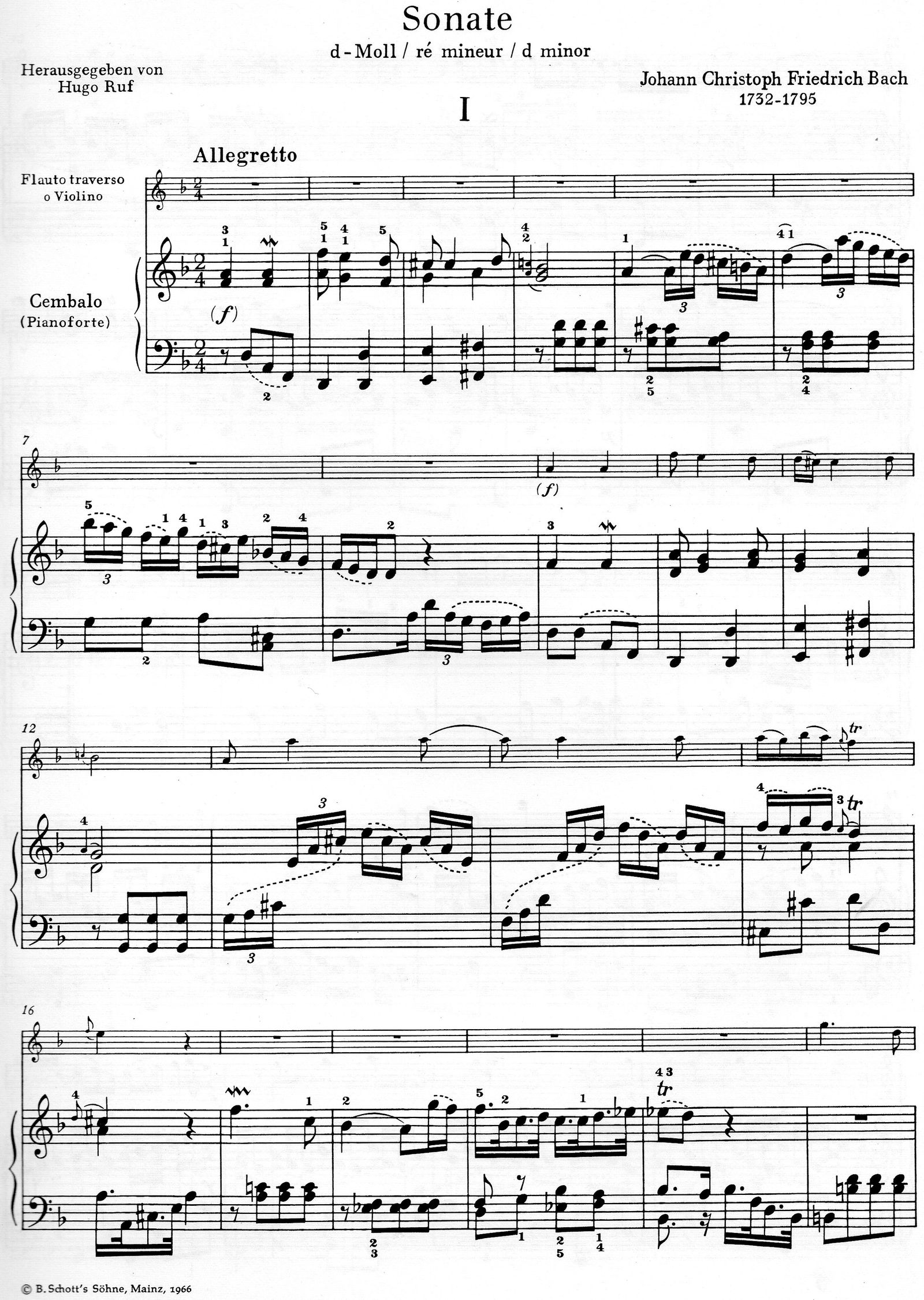 Piano/Dwarsfluit/viool sonate J.C.F. Bach,nst,uitg. B.Schott - Afbeelding 5