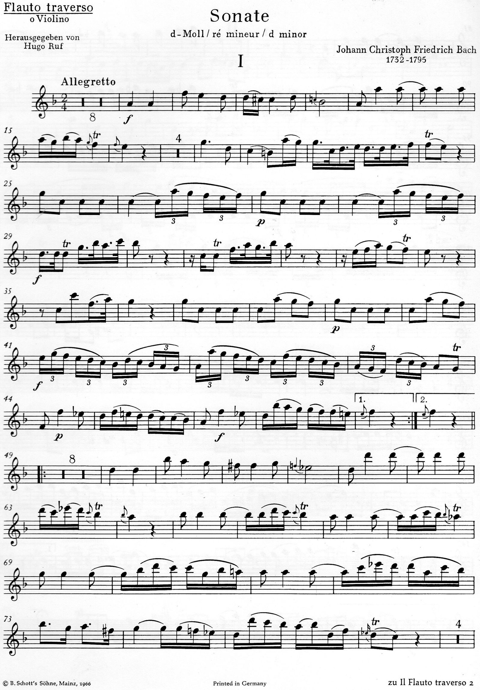 Piano/Dwarsfluit/viool sonate J.C.F. Bach,nst,uitg. B.Schott - Afbeelding 7