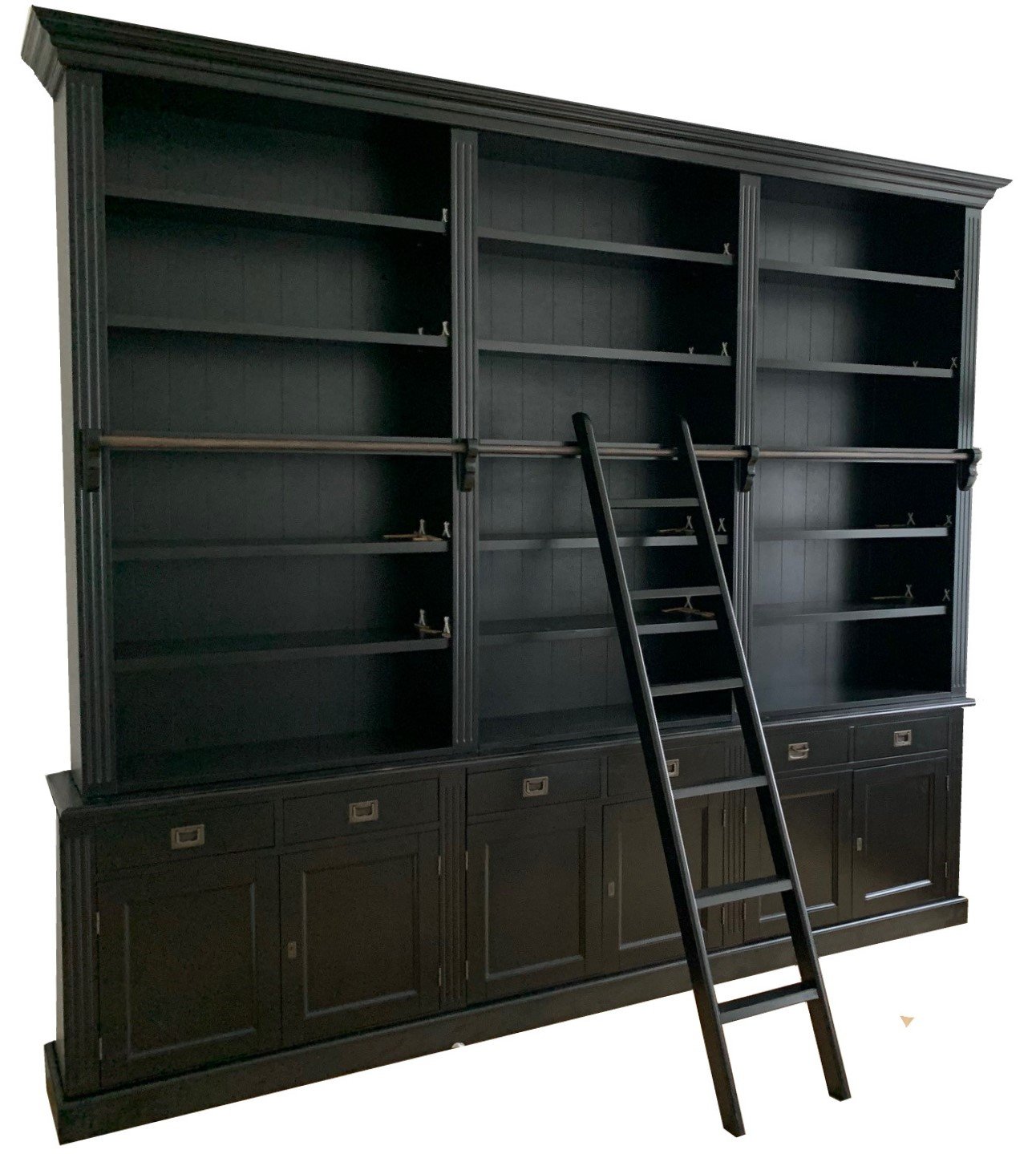 Boekenkast zwart – zwart met trap Reewijk XXL 300 x 260cm - nr. 1