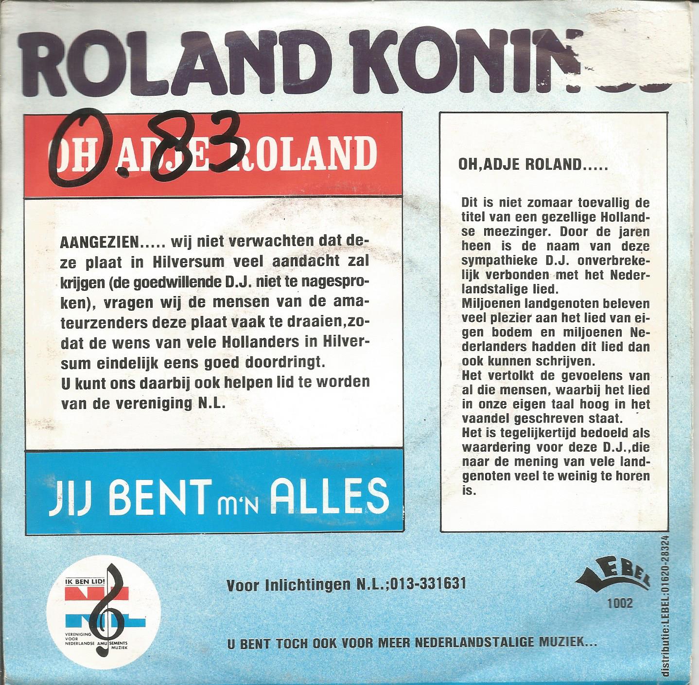 Roland Konings – Oh, Adje Roland (1985) - nr. 1