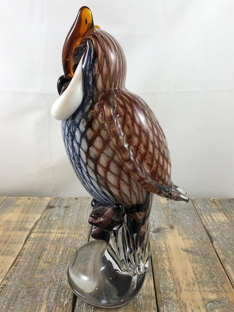 Mooie grote glazen uil, prachtig in kleuring-decoratie - Afbeelding 3