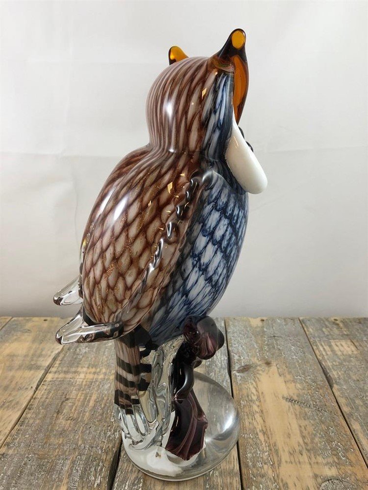 Mooie grote glazen uil, prachtig in kleuring-decoratie - Afbeelding 6
