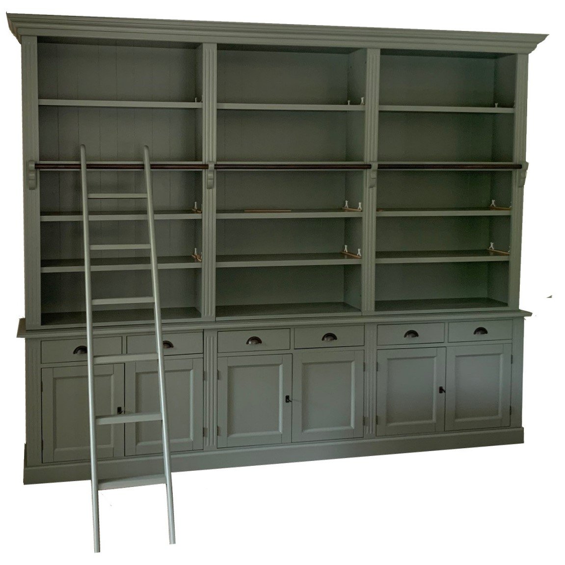Boekenkast Engels groen met trap Reewijk XL 300 x 240cm - nr. 1
