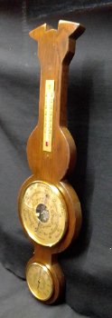Rustieke Banjo Baro-/hygro-/thermometer, nst, 57.5 cm, zgst - 1