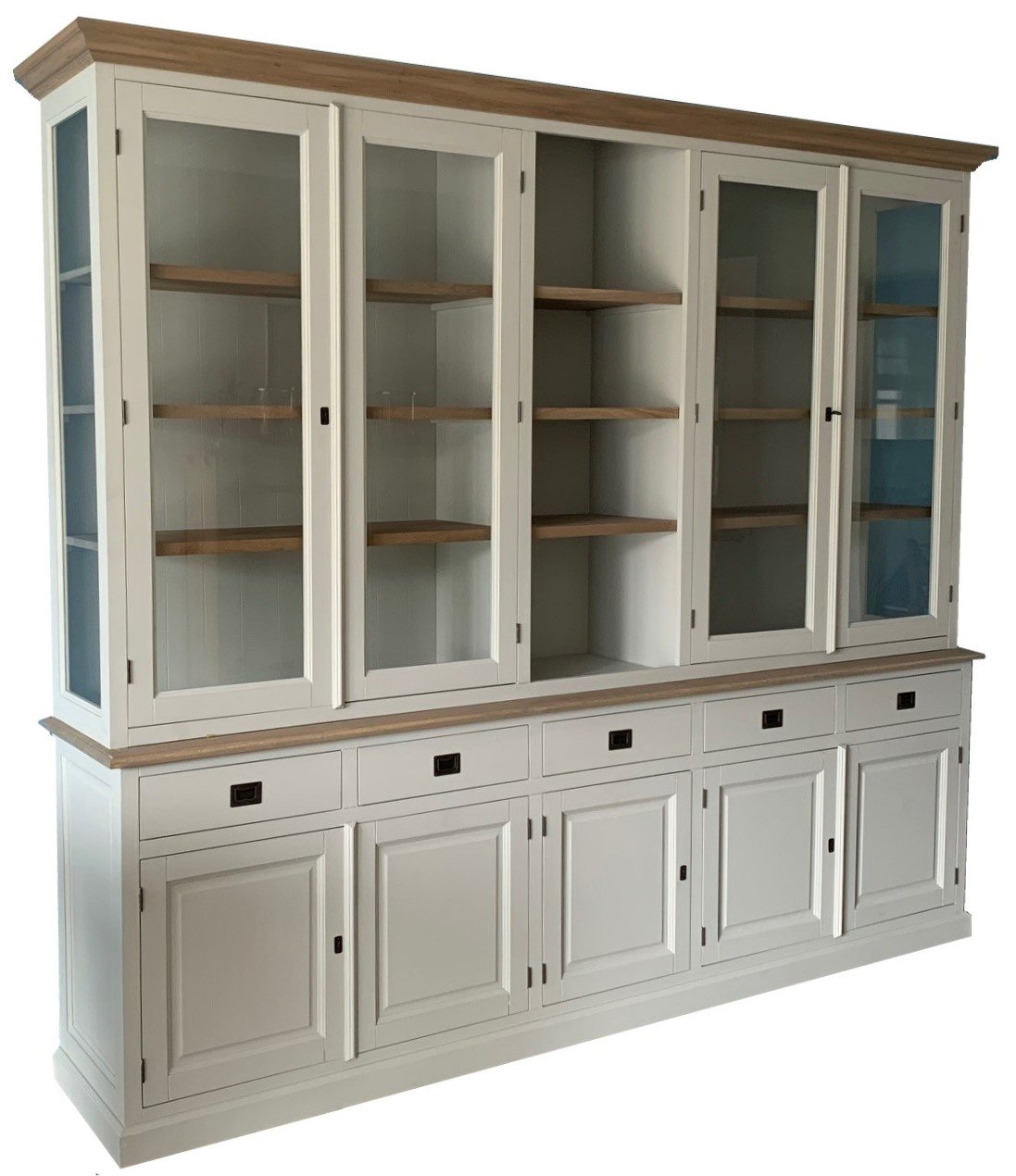 Buffetkast wit met eiken Almen 280 x 50/30 x 240cm - nr. 1