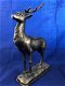 Hert, ree, staand met gewei, brons-metaal-beeld - 5 - Thumbnail