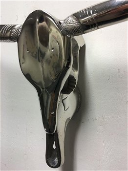 Mooie grote aluminium schedel met horens-hoorn- mooi - 3
