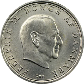 Munt Denemarken Frederik IX 10 kronen1968 - 0