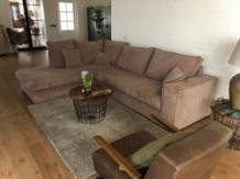 Forse nieuwe taupe rib stoffen hoekbank model-nieuw bank - nr. 1