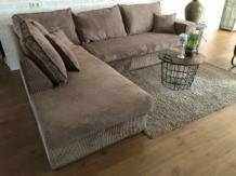Forse nieuwe taupe rib stoffen hoekbank model-nieuw bank - Afbeelding 4