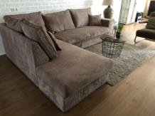 Forse nieuwe taupe rib stoffen hoekbank model-nieuw bank - Afbeelding 7