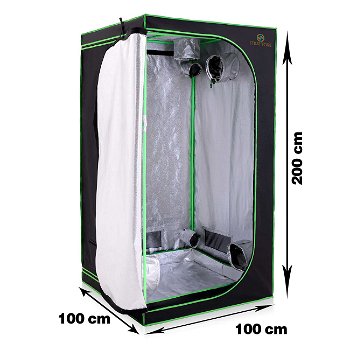 Kweektent Strattore 100x100x200 cm zwart - groen - 2