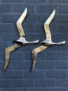 Paar forse silhouette meeuwen-vogel-aluminium-meeuw
