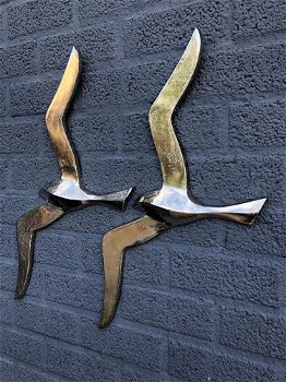 Paar forse silhouette meeuwen-vogel-aluminium-meeuw - 3