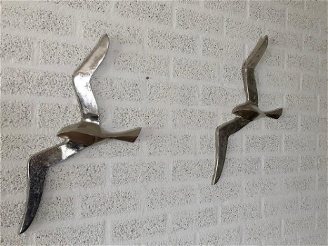 Paar forse silhouette meeuwen-vogel-aluminium-meeuw - 6