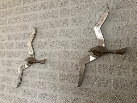 Paar forse silhouette meeuwen-vogel-aluminium-meeuw - 7