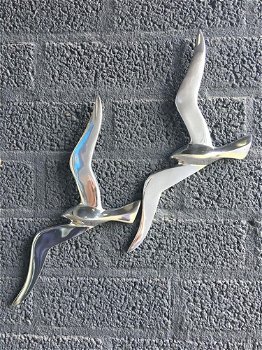 Paar silhouette meeuwen-meeuw-vogel-alluminium - 0