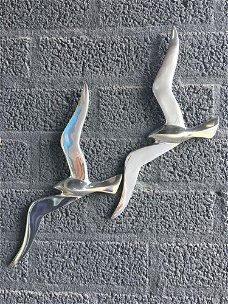 Paar silhouette meeuwen-meeuw-vogel-alluminium